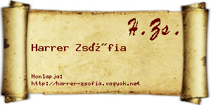 Harrer Zsófia névjegykártya